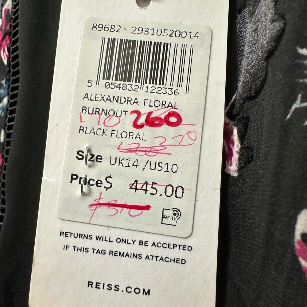NWT Reiss Alexandra Floral Printed Mini Dress In Black Floral sheer cut outs 10 - Picture 6 of 6